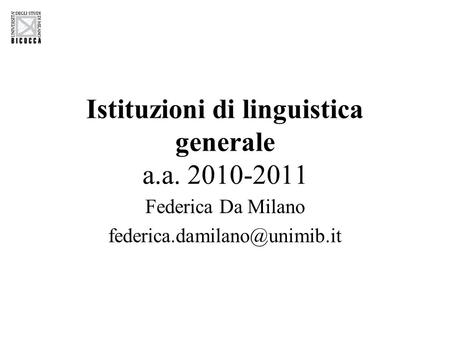 Istituzioni di linguistica generale a.a