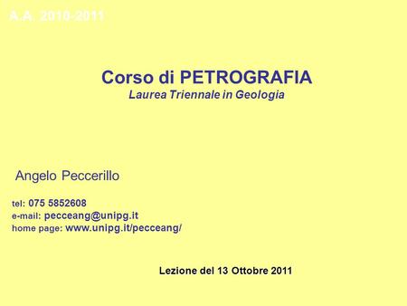 Laurea Triennale in Geologia