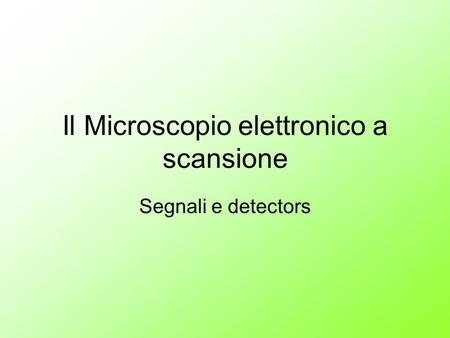 Il Microscopio elettronico a scansione