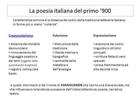 La poesia italiana del primo ‘900