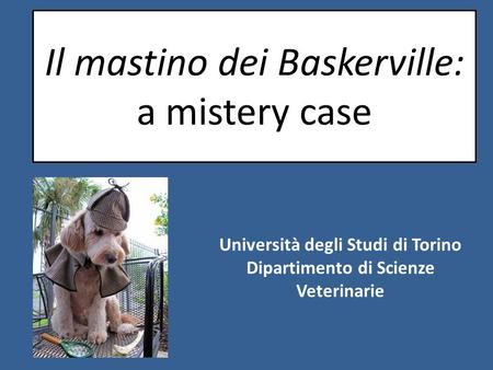 Il mastino dei Baskerville: a mistery case Università degli Studi di Torino Dipartimento di Scienze Veterinarie.
