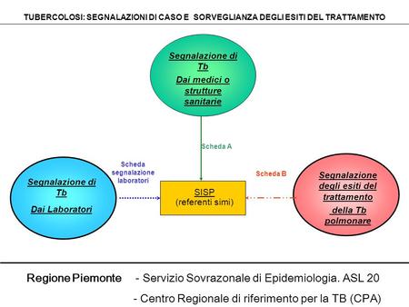 Segnalazione di Tb Dai Laboratori SISP (referenti simi) Segnalazione degli esiti del trattamento della Tb polmonare TUBERCOLOSI: SEGNALAZIONI DI CASO E.