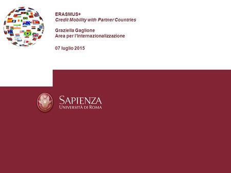 ERASMUS+ Credit Mobility with Partner Countries Graziella Gaglione Area per l’Internazionalizzazione 07 luglio 2015.