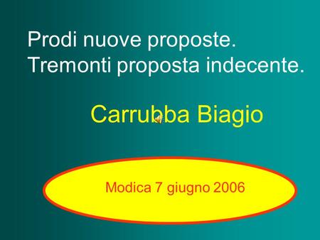 Prodi nuove proposte. Tremonti proposta indecente. Carrubba Biagio Modica 7 giugno 2006.