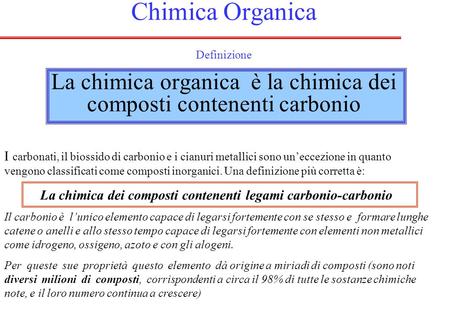 La chimica dei composti contenenti legami carbonio-carbonio