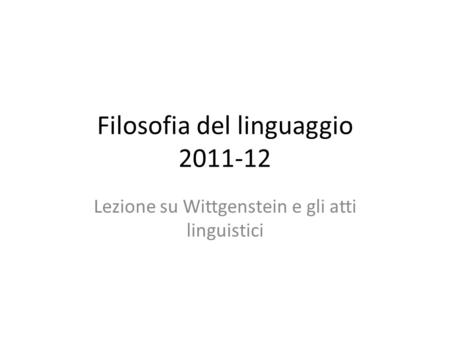 Filosofia del linguaggio