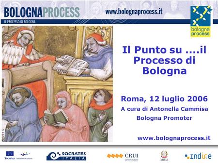 Il Punto su....il Processo di Bologna Roma, 12 luglio 2006 A cura di Antonella Cammisa Bologna Promoter www.bolognaprocess.i t.