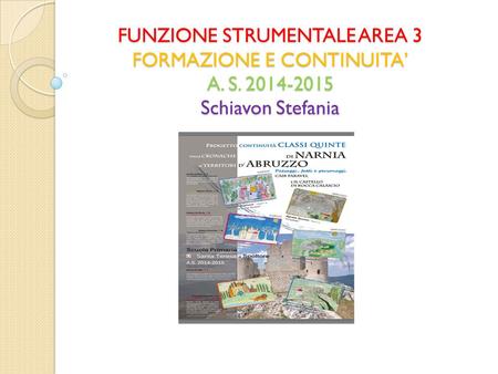 FUNZIONE STRUMENTALE AREA 3 FORMAZIONE E CONTINUITA’ A. S. 2014-2015 Schiavon Stefania.