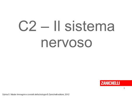 C2 – Il sistema nervoso Sylvia S. Mader Immagini e concetti della biologia © Zanichelli editore, 2012.