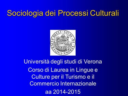 Sociologia dei Processi Culturali