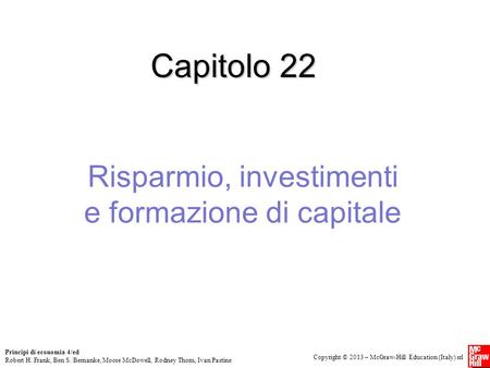 Risparmio, investimenti e formazione di capitale