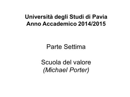 Università degli Studi di Pavia Anno Accademico 2014/2015