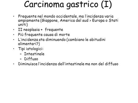 Carcinoma gastrico (I)