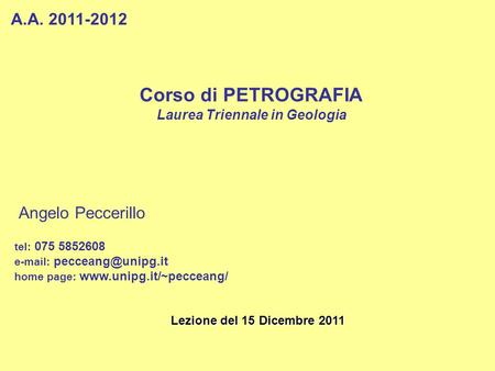 Laurea Triennale in Geologia