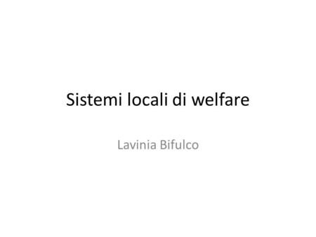 Sistemi locali di welfare