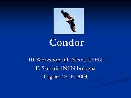 Condor III Workshop sul Calcolo INFN F. Semeria INFN Bologna Cagliari 25-05-2004.