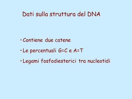 Dati sulla struttura del DNA