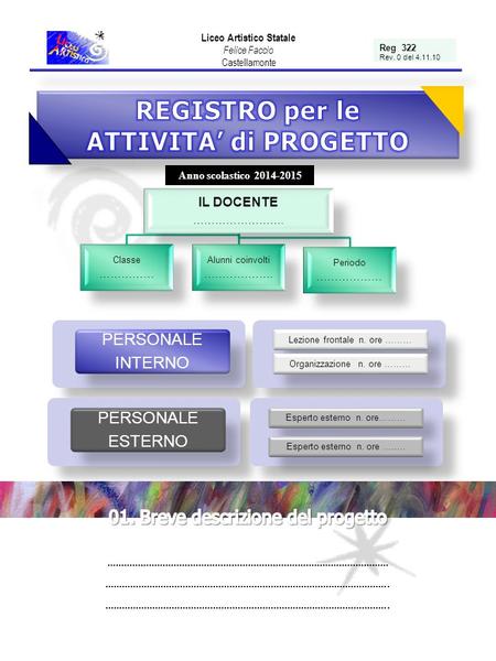 Liceo Artistico Statale Felice Faccio Castellamonte Reg 322 Rev. 0 del 4.11.10 IL DOCENTE ……………………. Classe …………… Alunni coinvolti ………………. Periodo ………………