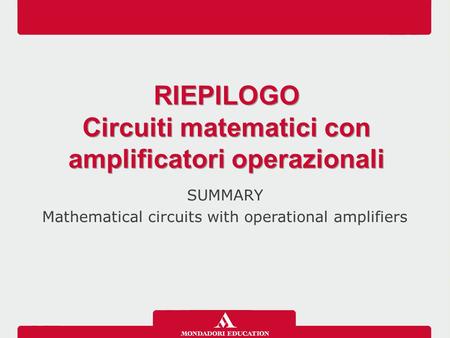 Circuiti matematici con amplificatori operazionali