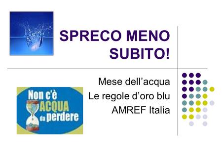 Mese dell’acqua Le regole d’oro blu AMREF Italia