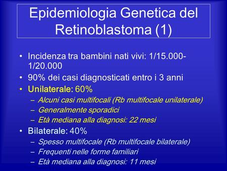 Epidemiologia Genetica del Retinoblastoma (1)