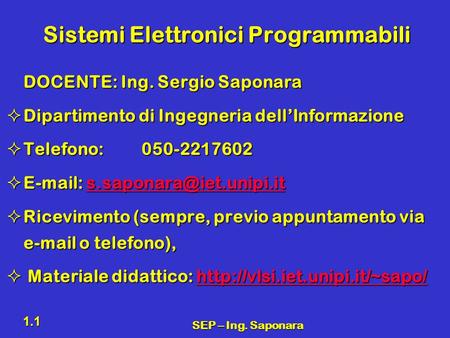 Sistemi Elettronici Programmabili