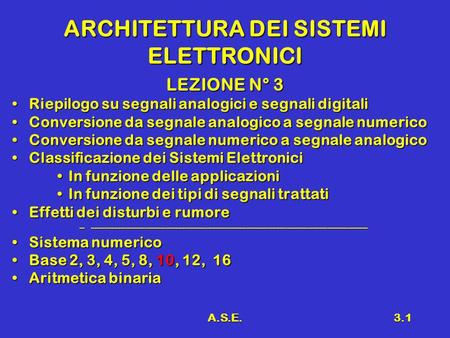 ARCHITETTURA DEI SISTEMI ELETTRONICI