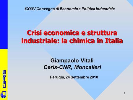 Crisi economica e struttura industriale: la chimica in Italia