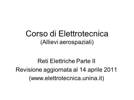 Corso di Elettrotecnica (Allievi aerospaziali)