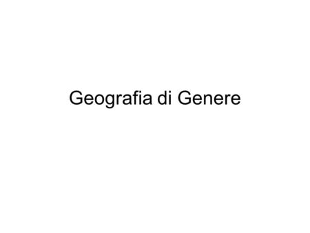 Geografia di Genere.