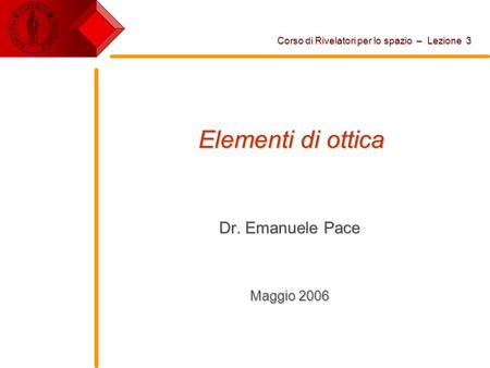 Dr. Emanuele Pace Maggio 2006
