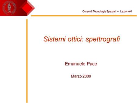 Sistemi ottici: spettrografi