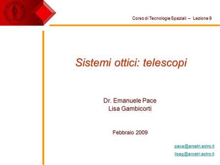 Sistemi ottici: telescopi