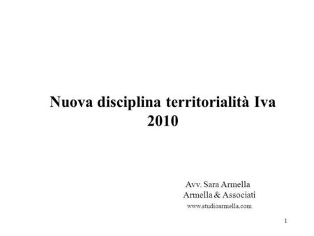Nuova disciplina territorialità Iva 2010
