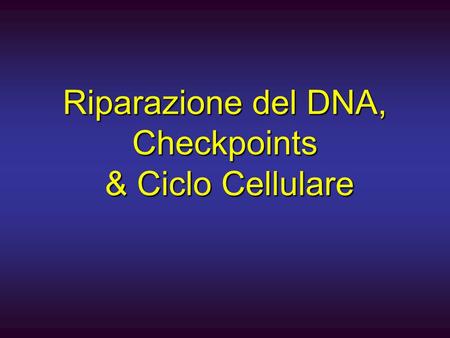Riparazione del DNA, Checkpoints & Ciclo Cellulare