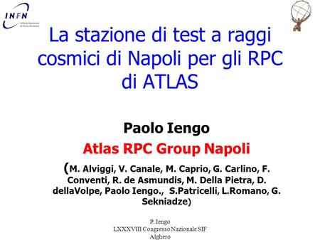 La stazione di test a raggi cosmici di Napoli per gli RPC di ATLAS