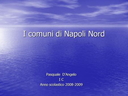I comuni di Napoli Nord Pasquale DAngelo I C Anno scolastico 2008-2009.