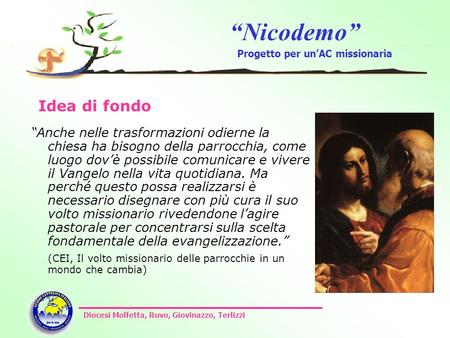 Nicodemo Progetto per unAC missionaria Diocesi Molfetta, Ruvo, Giovinazzo, Terlizzi Idea di fondo Anche nelle trasformazioni odierne la chiesa ha bisogno.