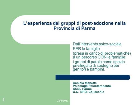L’esperienza dei gruppi di post-adozione nella Provincia di Parma