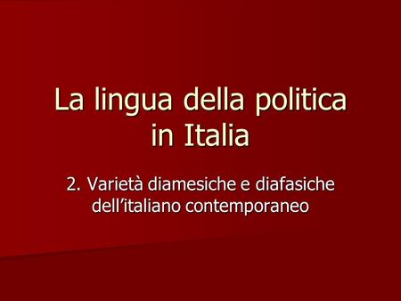 La lingua della politica in Italia