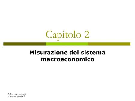 Misurazione del sistema macroeconomico