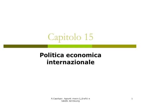 Politica economica internazionale