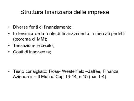 Struttura finanziaria delle imprese