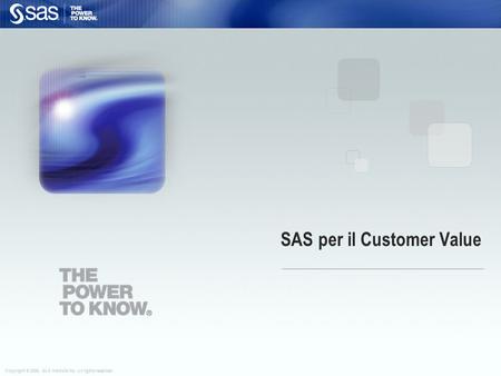 SAS per il Customer Value