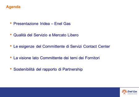 Agenda Presentazione Iridea – Enel Gas