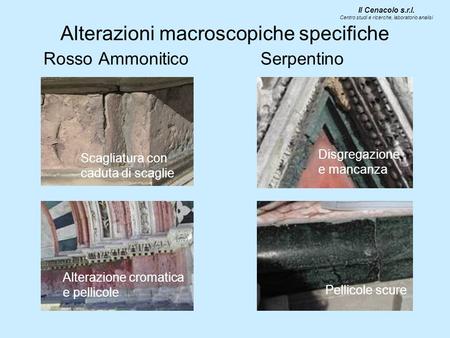 Alterazioni macroscopiche specifiche Rosso Ammonitico Serpentino