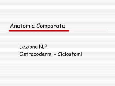 Lezione N.2 Ostracodermi - Ciclostomi