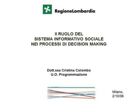 SISTEMA INFORMATIVO SOCIALE Dott.ssa Cristina Colombo