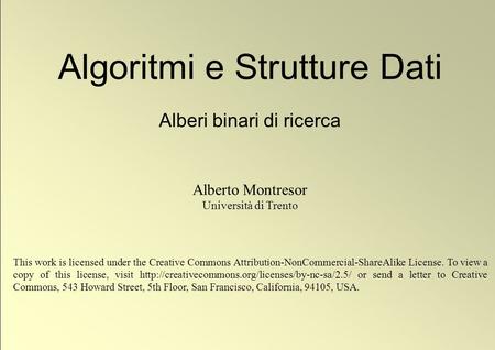 Algoritmi e Strutture Dati