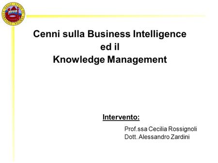Cenni sulla Business Intelligence